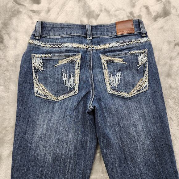 Maurices Jeans Womens 0 SHORT Blue Low Rise Slim Leg Flare Stretch Denim Casual - Picture 4 of 14